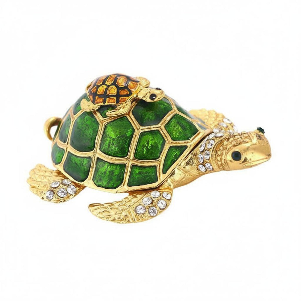Mother and Child Tortoise Box Gold Enameled Mother-Child Tortoise Box Handcrafted Home Decoration for Moms, Bookshelf Display, Dressing Table