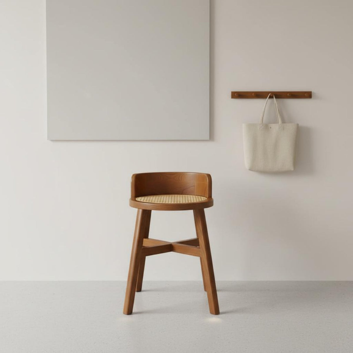 Rattan Dressing Table with Mirror Space Saving Wooden Makeup Vanity with Drawers