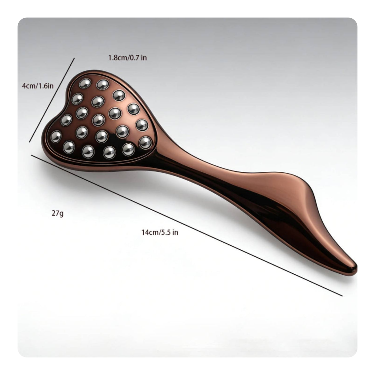 Heart-Shaped Face Roller Curved Handle Skincare Tool Rolling Balls