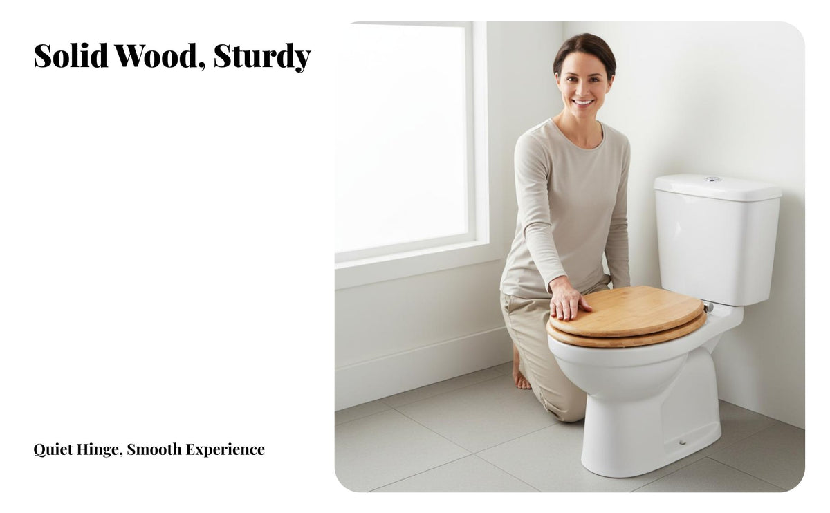 Silent Operation Wooden Toilet Seat Long-Lasting Slow Close Toilet Seat Easy Installation Bathroom Fixture Heavy Duty for Homeowners, Families, DIY Enthusiasts, Restroom, Home