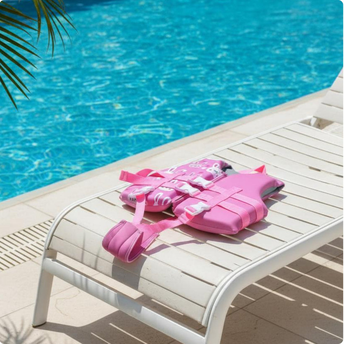 Kids Life Jacket Front Zipper Swim Aid Vest Cute Print for Snorkeling