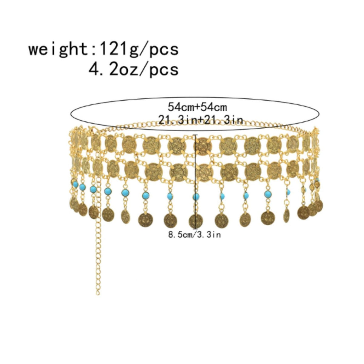 Vintage Coin Waist Chain Sturdy Alloy Metal Coin Hip Belt Lightweight