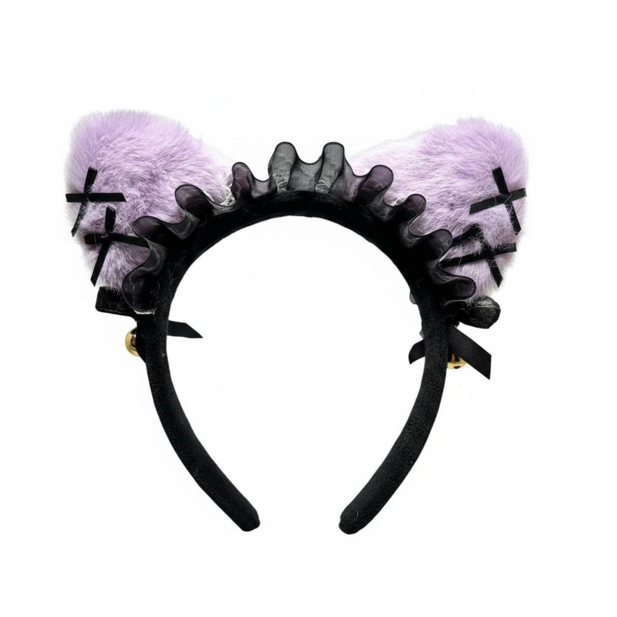 Lace Chime Cat Ear Hair Hoop With Tinkling Chime S Gothic Doll-Like Creature Ear Headband Gothic Lace Creature Ears Cute Design