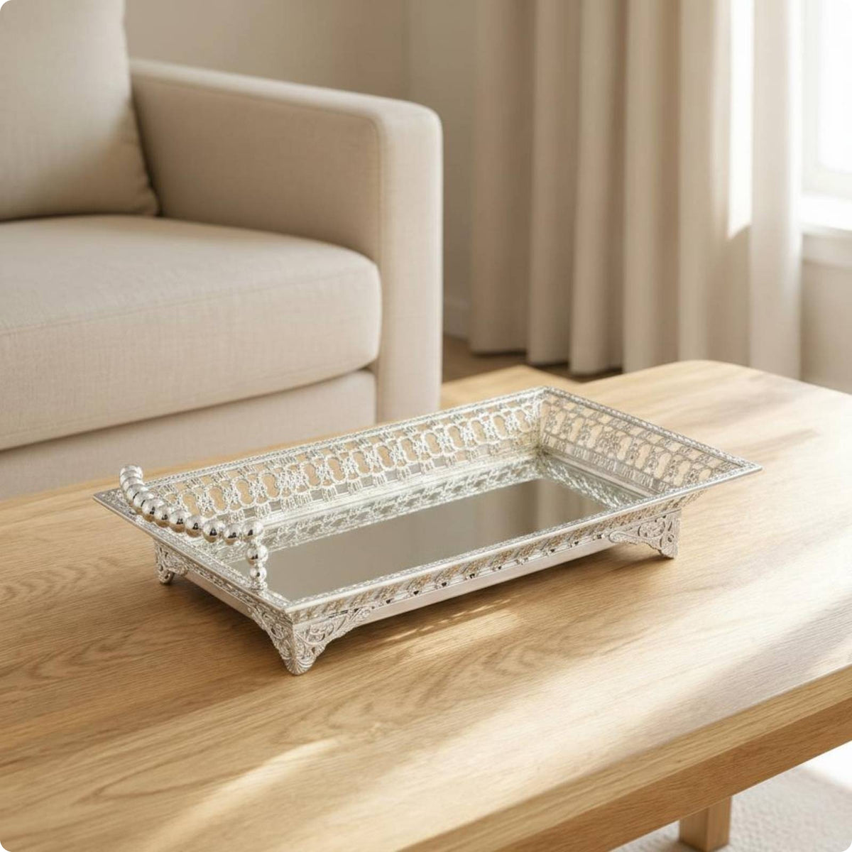 Gold Metal Tray Nordic Aesthetic Decorative Candy Tray Sculpted Edges