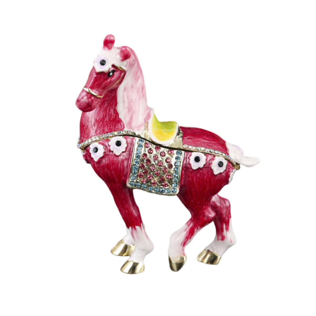 Jeweled Accents Horse Jewelry Box Enameled Horse Trinket Box