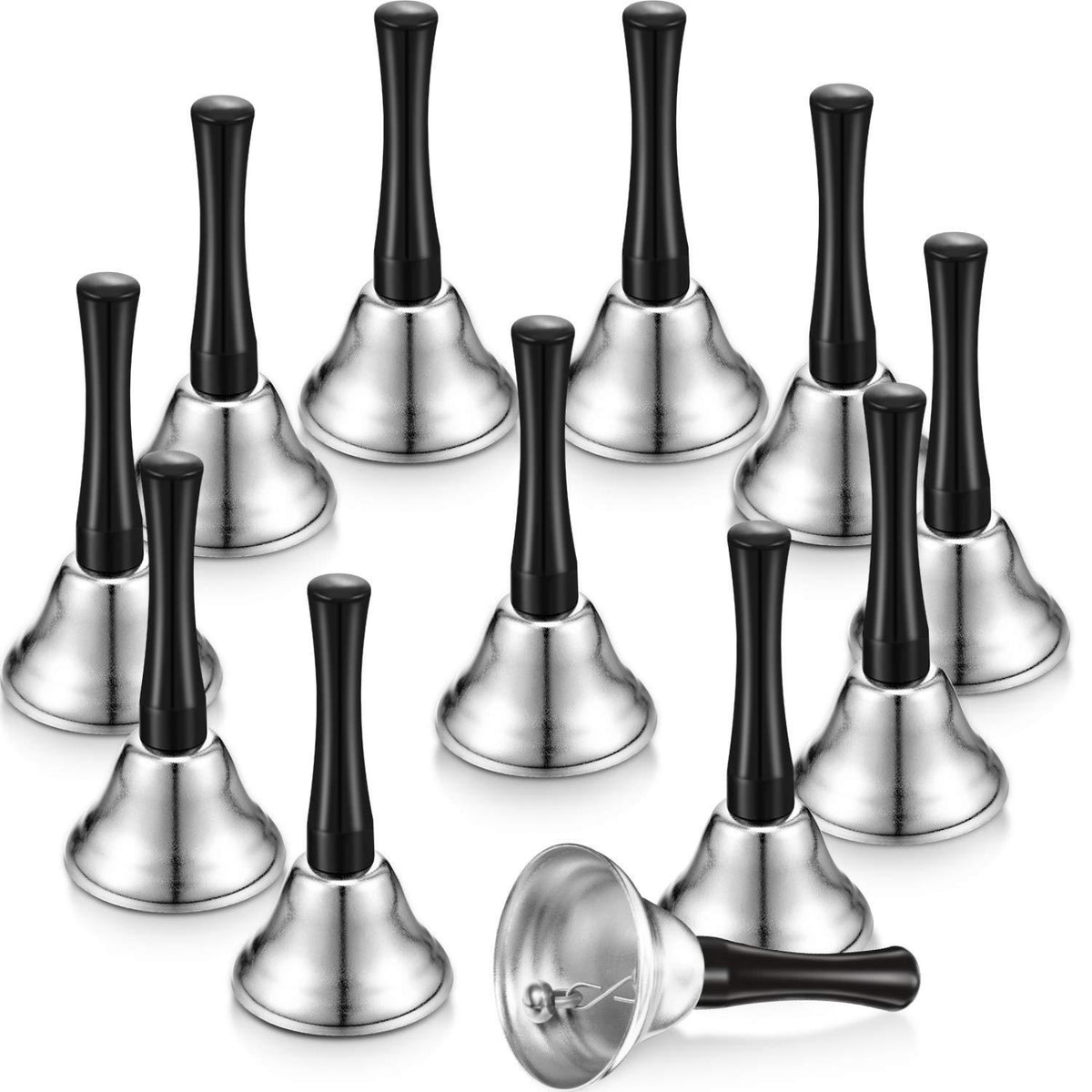 12 Pieces Metal Bell with Handle Compact Handheld Bell Loud for Table Service