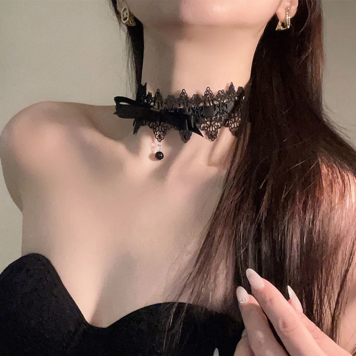 Lace ribbon Choker Dark Romantic-inspired and aesthetic Lace ribbon Neckband Vintage influenced by for Women, Teens