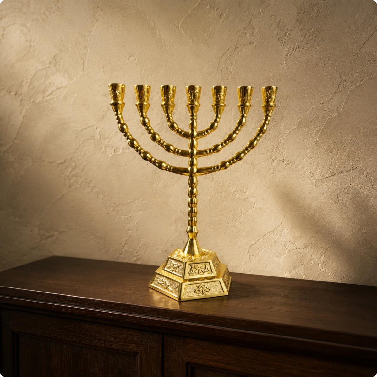 Seven Branch Menorah Metal Craft Religious Decor Decorative Display