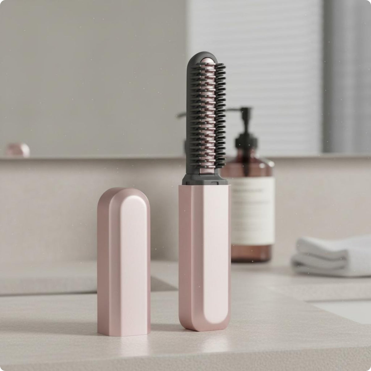 Bangs Straightener Brush Two-in-Single Use Mini Hair Straightener Comb Compact