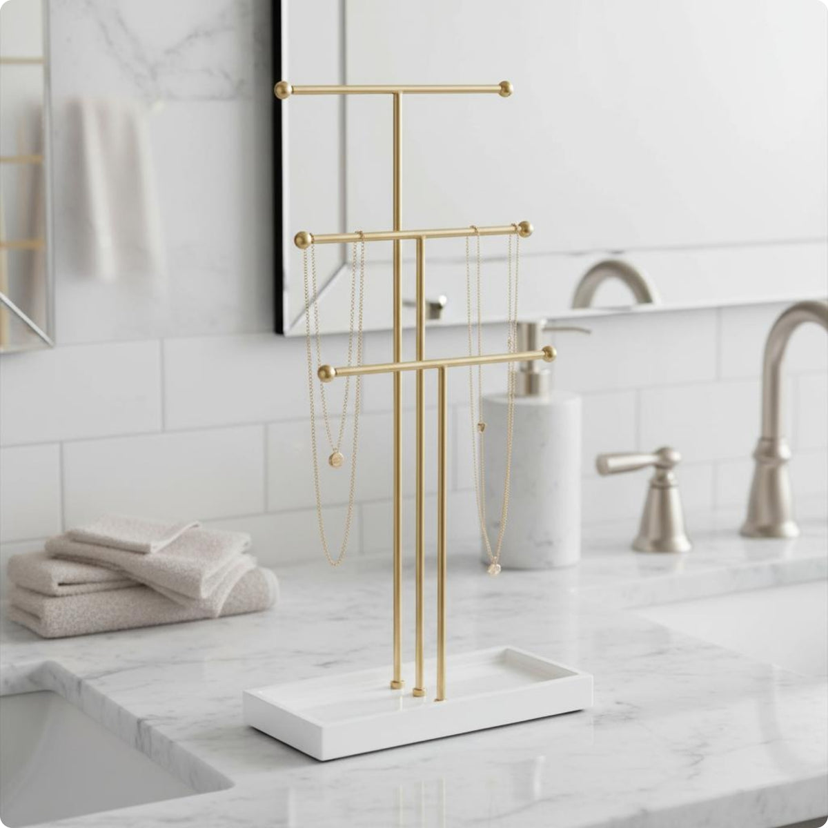 3 Tier Towel Display Stand Iron Frame Home Storage Good Ventilation for Vanity