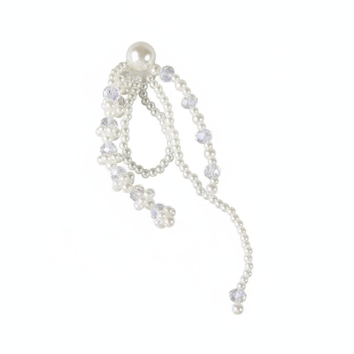Crystal Tassel White Beaded Hanging Tassel Sparkling