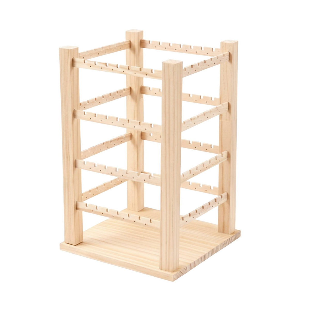 Wooden Jewelry Display Stand Four-Sided Band Earring Organizer Sturdy