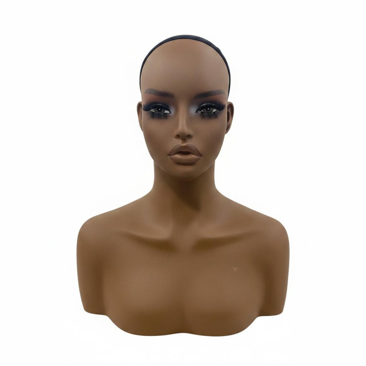 Manikin Head with Shoulders Stable Form Mannequin Display Bust Eyelashes Hat Display Bust for Commerce Show