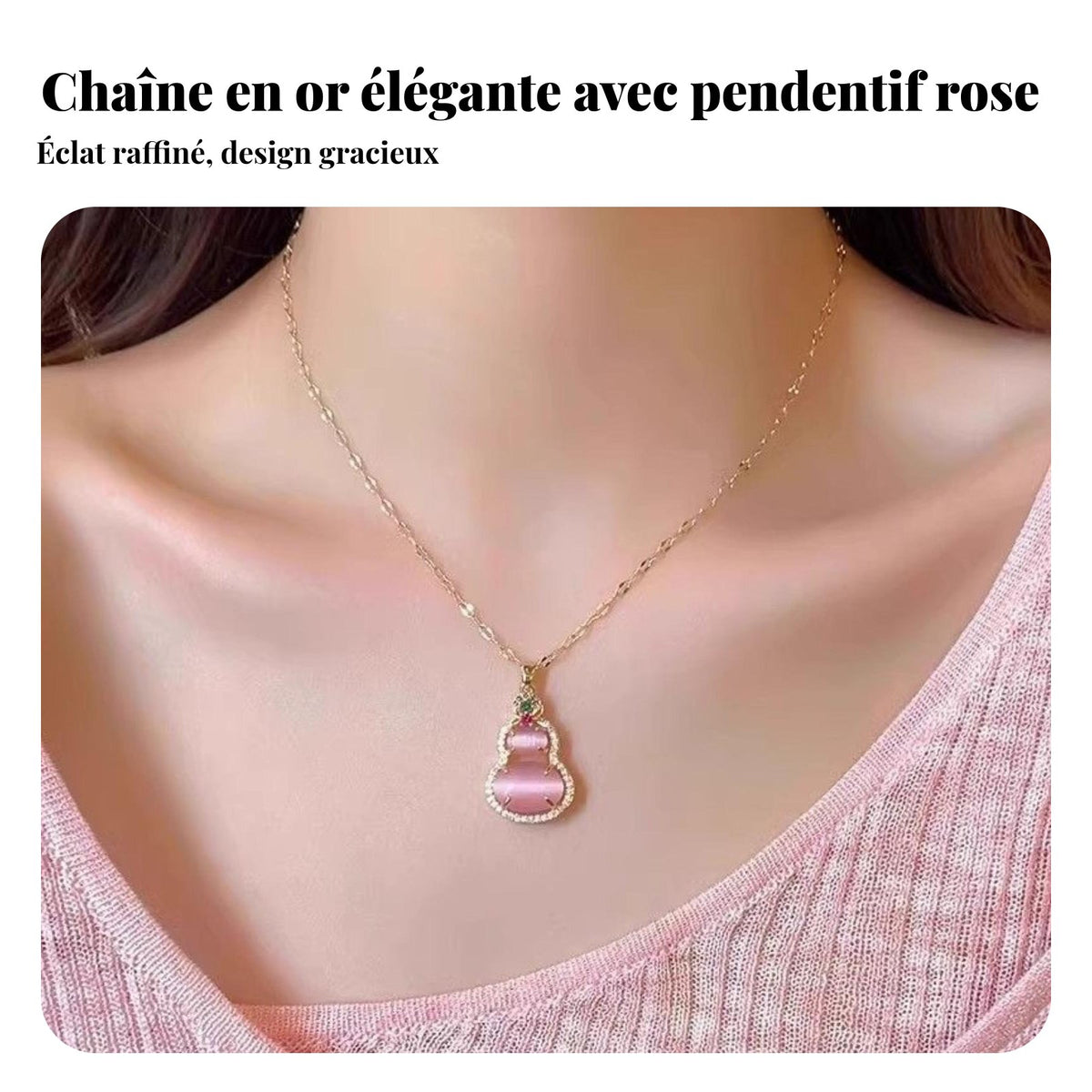 Gourd Locket Necklace Light Luxury Crystal Gourd Clavicle Chain Great Gift