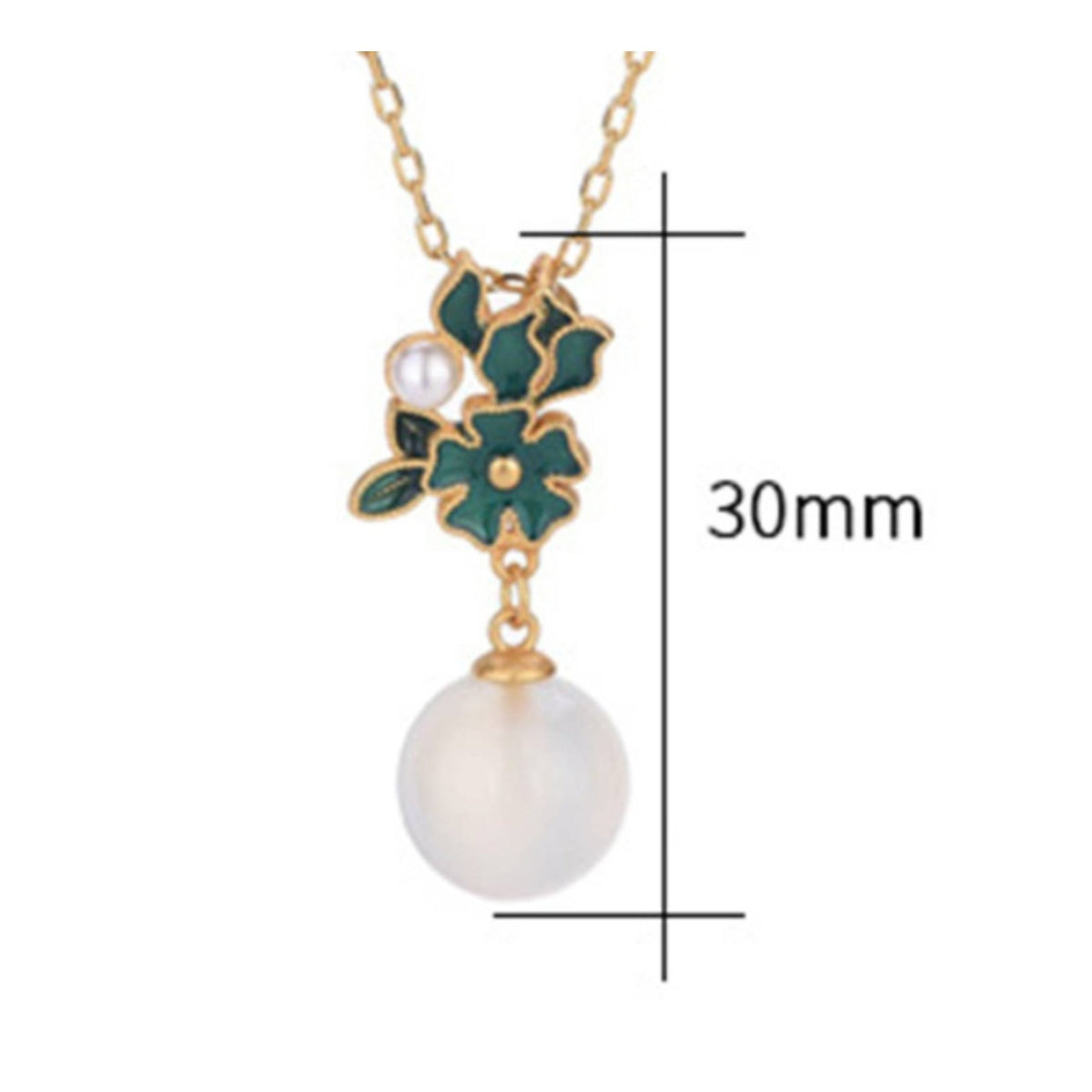 White Chalcedony Drop Necklace Chinese Chic Design Enamel Flower Necklace