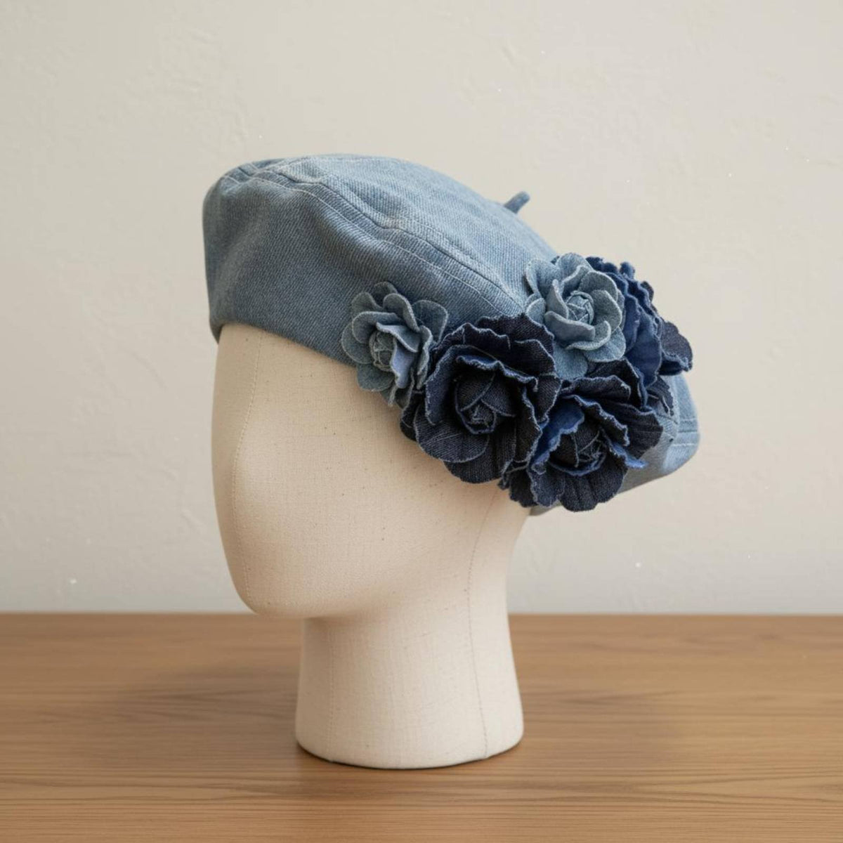 Floral Jean Beret Japanese Design Headwear Fashionable for Women