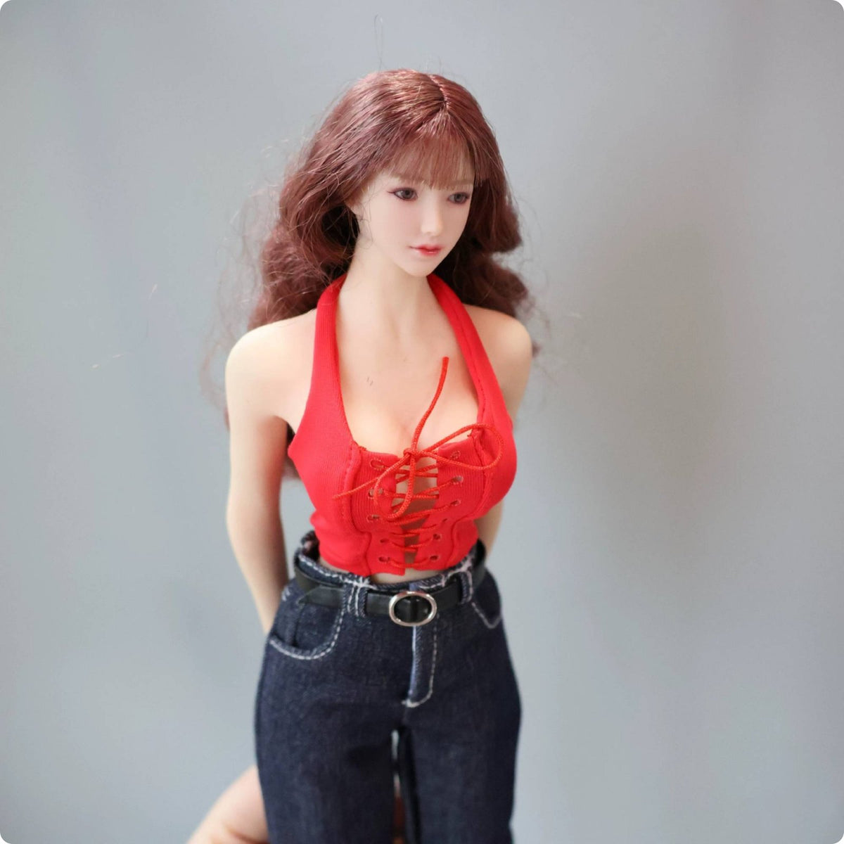 1/6 Doll Crop Top Stretch Material Tied Corset Vest Ice Silk Feel