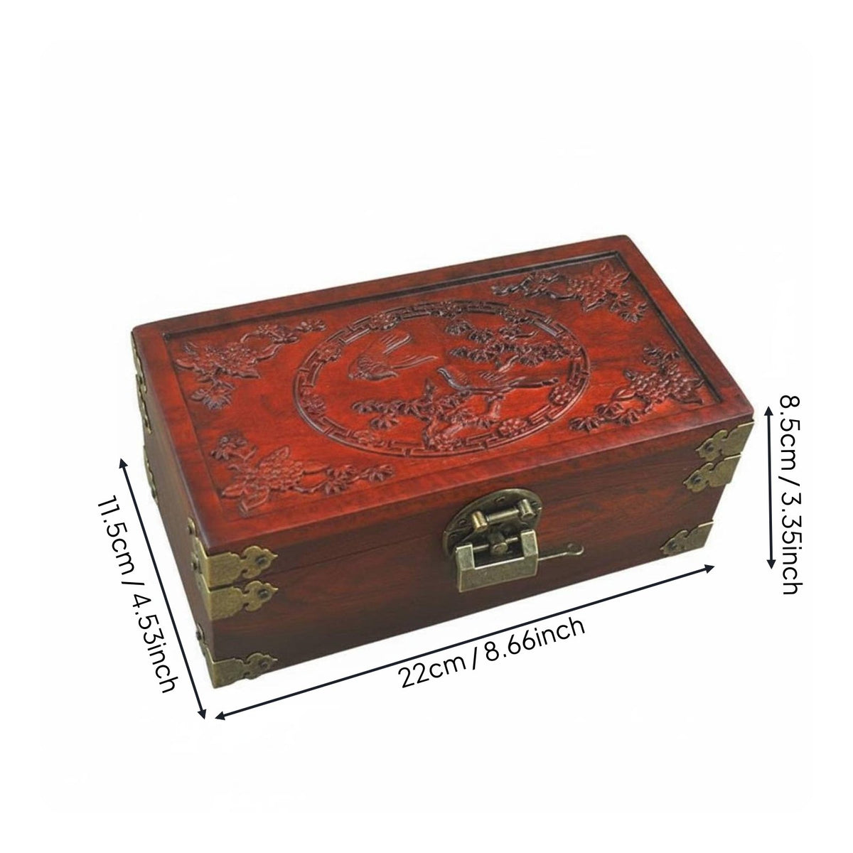 Wooden Jewelry Box Solid Wood Vintage Design Jewelry Case With Lock for Bedroom