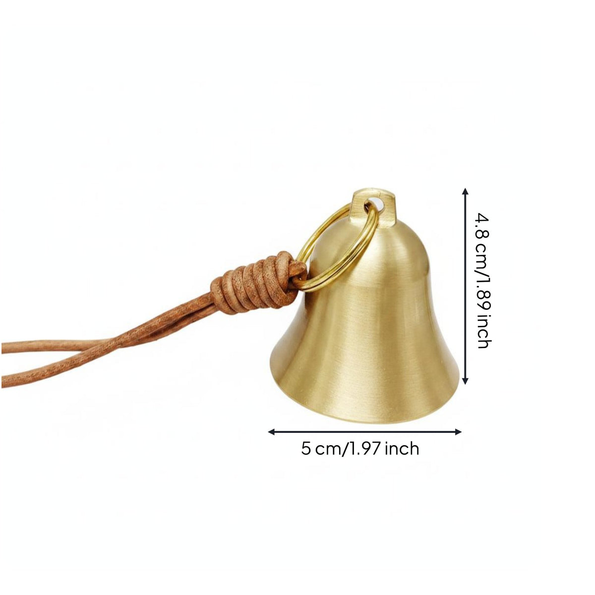 Brass Bell Ornament Polished Shiny Finish Home Decor Gold-Tone Loop