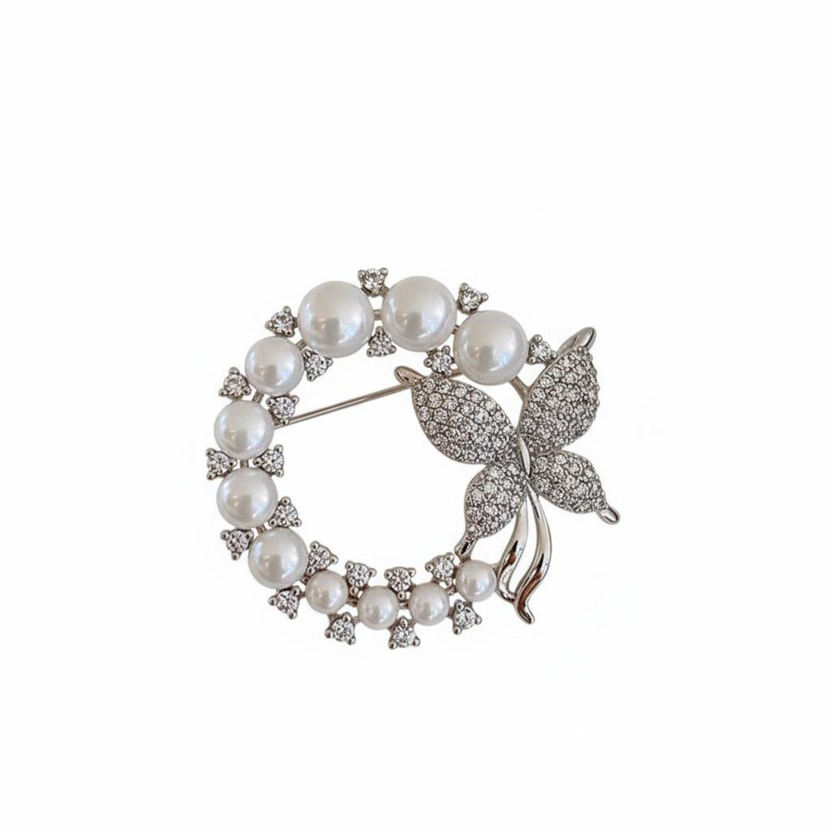 Pearl and Rhinestone Brooch Anti-Exposure Elegant Clothing Pin Long-Lasting