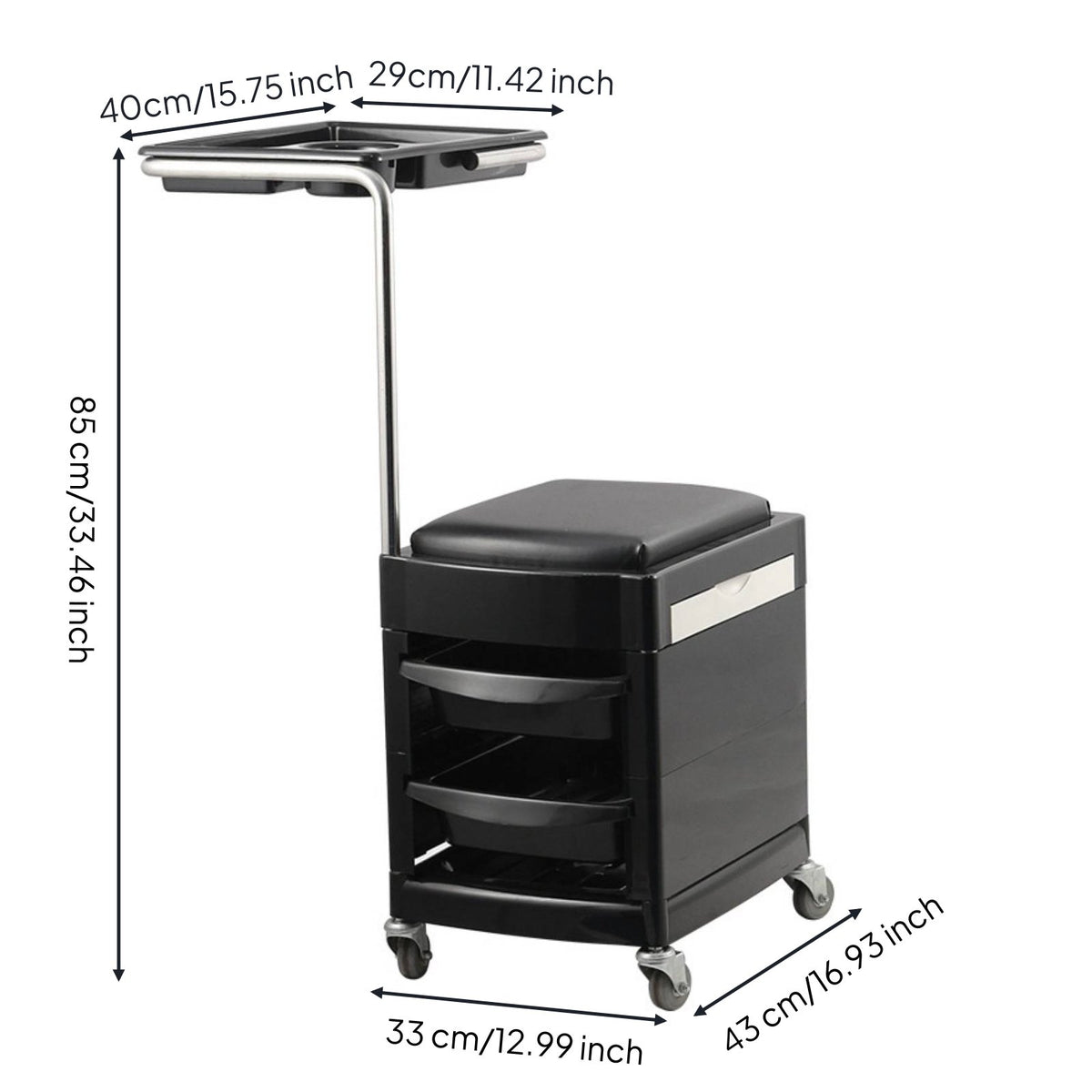 Salon Trolley Stool Easy to Clean Hairdresser Trolley Stool Versatile Beauty Cart Seat for Stylists, Hairdressers
