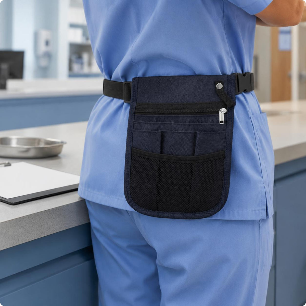Medical Waist Pouch Adjustable Strap Nurse Fanny Pack Mesh Pocket