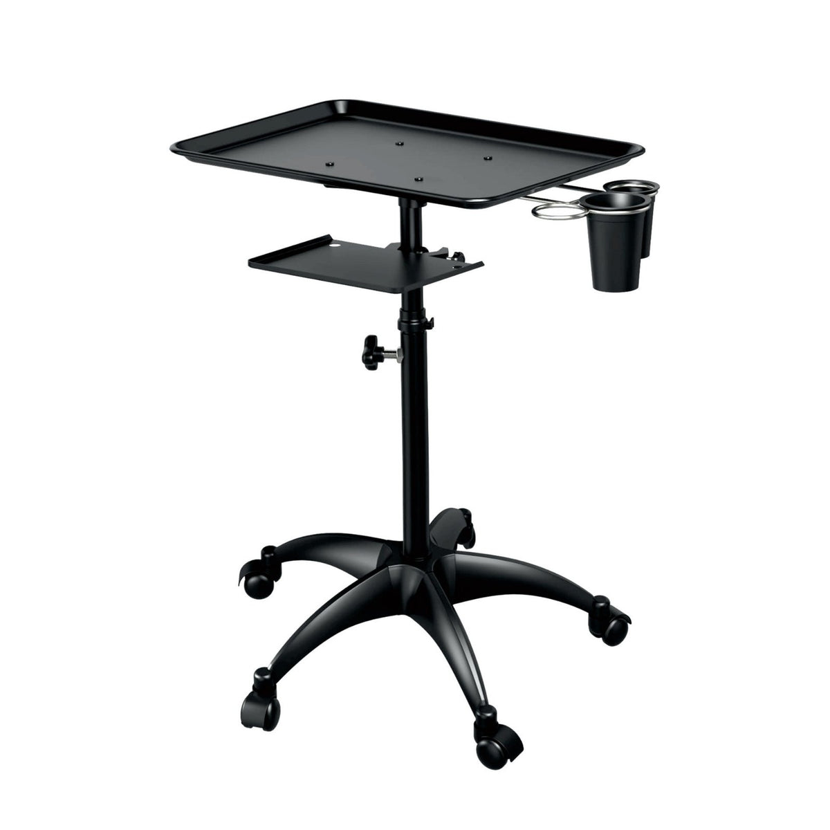 Height Adjustable Salon Tray Stable Base Mobile Beauty Trolley Tray Easy to Clean for Barbershop