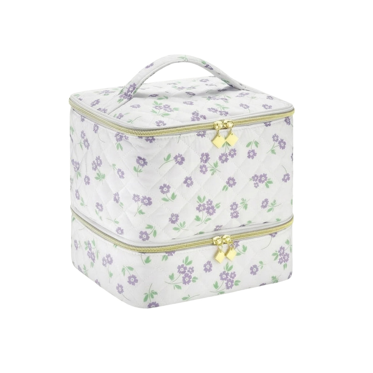 Double-Layer Makeup Bag Zip-Around Beauty Storage Inner Pockets