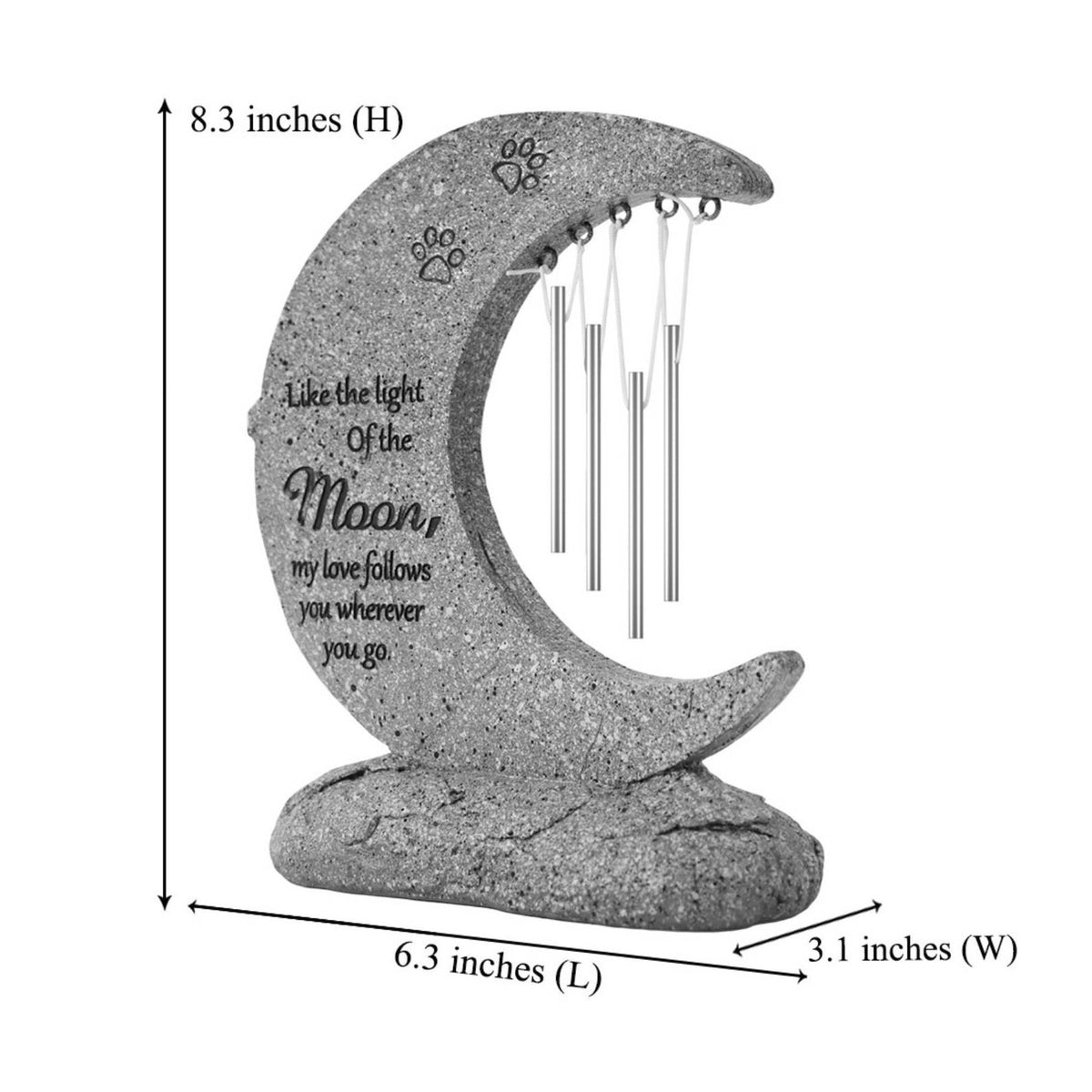 Pet Memorial Wind Chime Personalized Engraving Crescent Memorial Ornament