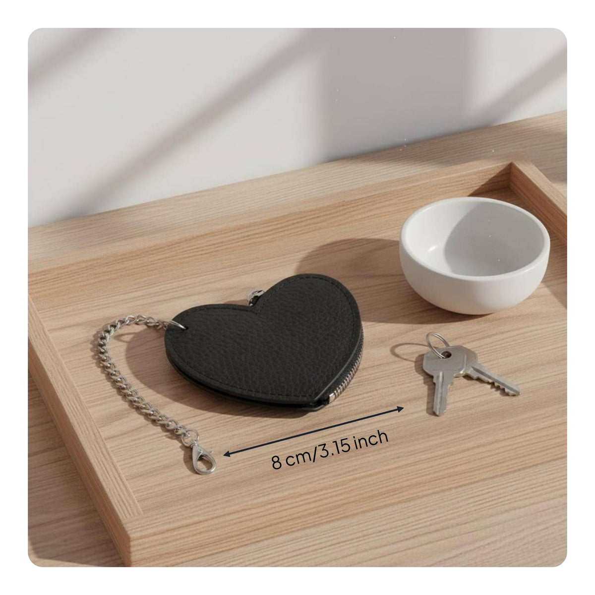 Heart Shaped Change Pouch Multifunctional Leather Keychain Purse Material Cute Bag Charm Pouch for Women