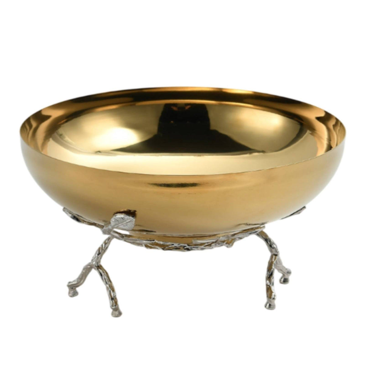 Decorative Bowl with Branch Stand Reflective Bowl with Stand Ornate for Tabletop