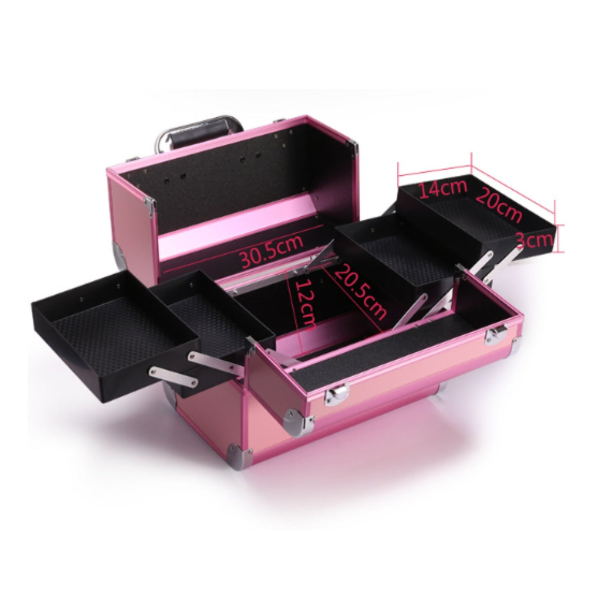 Aluminum Makeup Case Lockable Travel Vanity Box Large Capacity for Hairstylists
