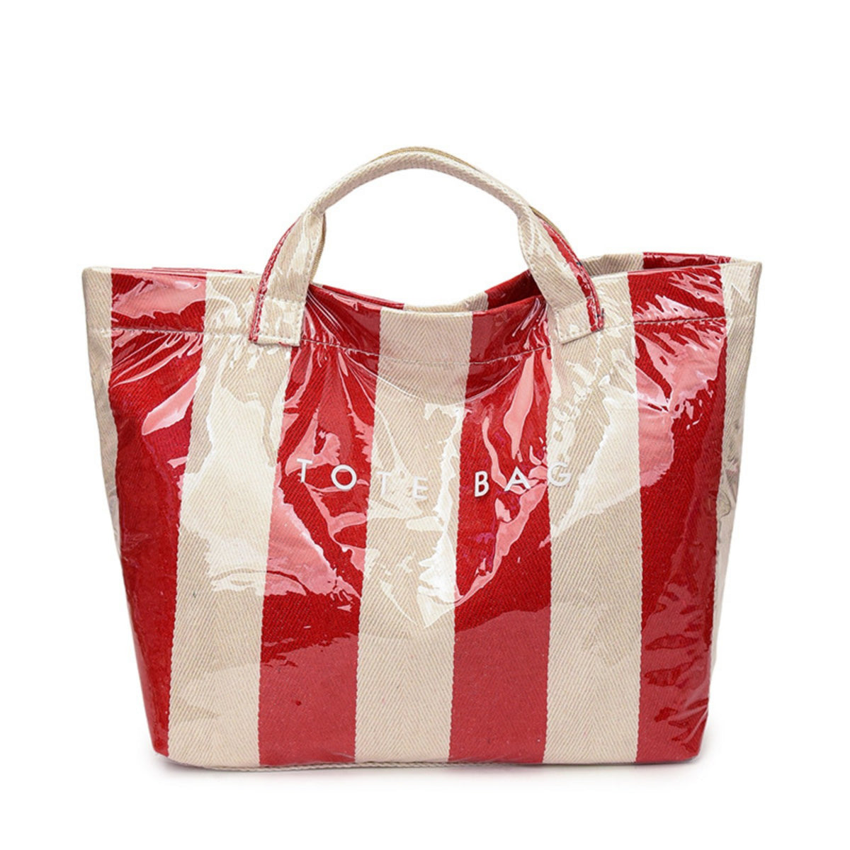 Transparent Jelly Bag Lightweight Large Capacity Striped Handbag for Beach, Pool