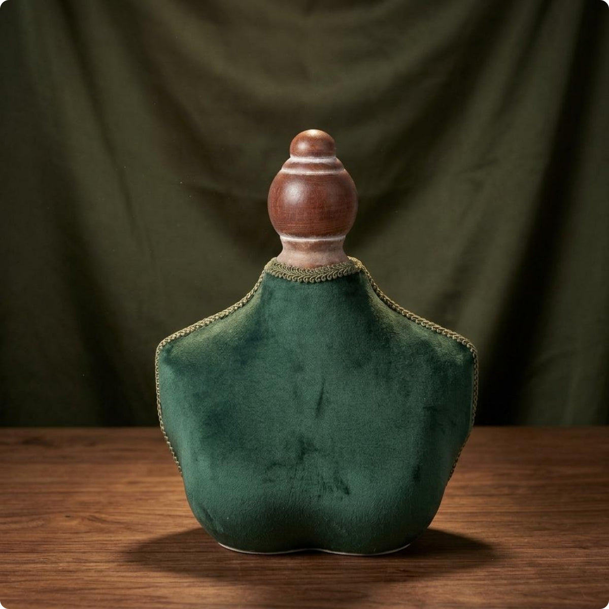 Vintage-Style Jewelry Bust Handmade Velvet Necklace Display Stand