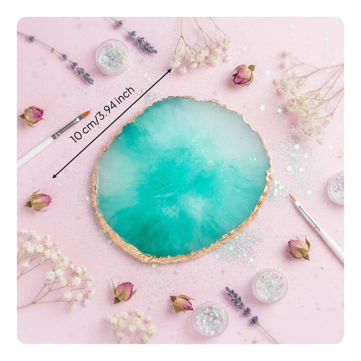 Artistic Resin Mixing Plate Nail Art Palette Decorative Gold Rim Polish Mixing Tray Lightweight Manicure Supply for DIY Manicurists