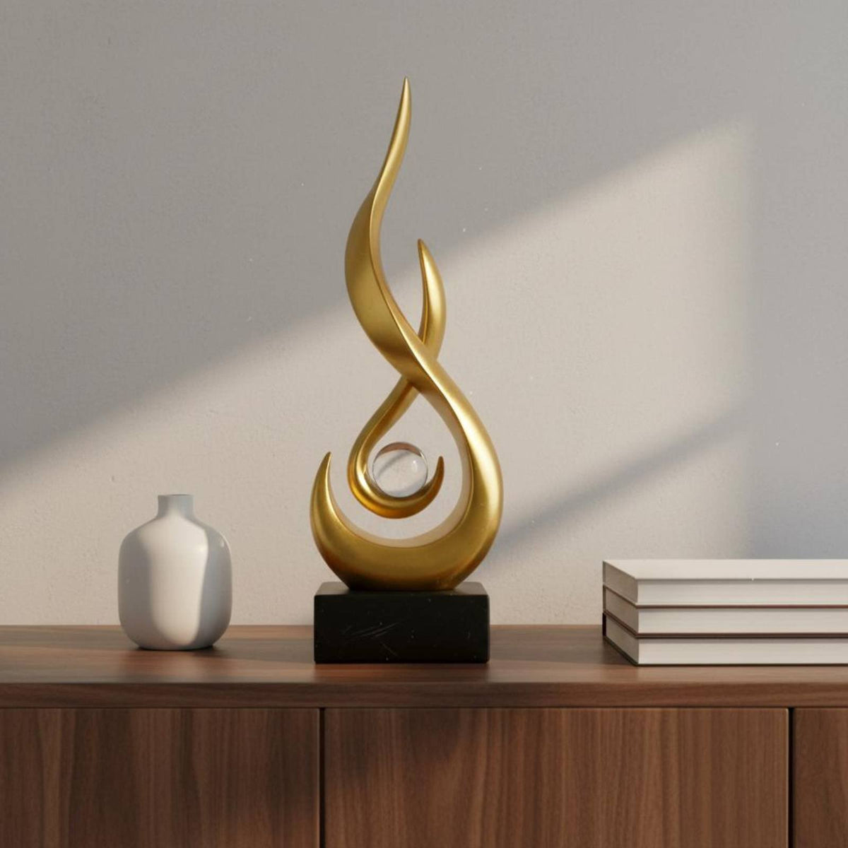 Shaped Statue Fluid Design Abstract Statue Modern Spiral Figurine Handmade Resin Art Piece with Sphere Non-Slip Base