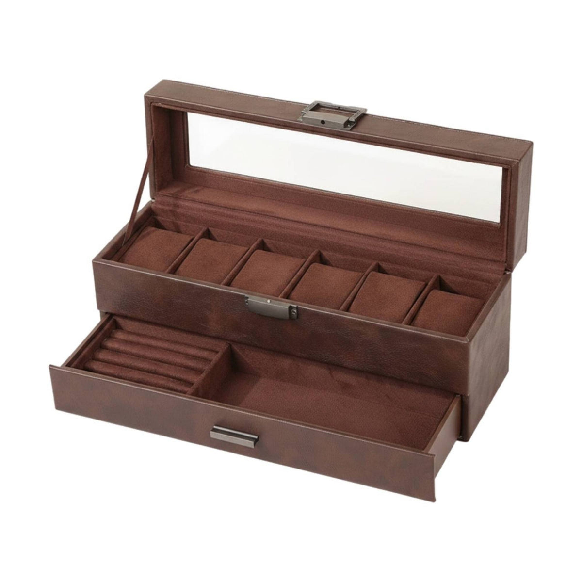 Watch and Jewelry Organizer Clear Jewelry Box with Glass Lid Sturdy for Closet