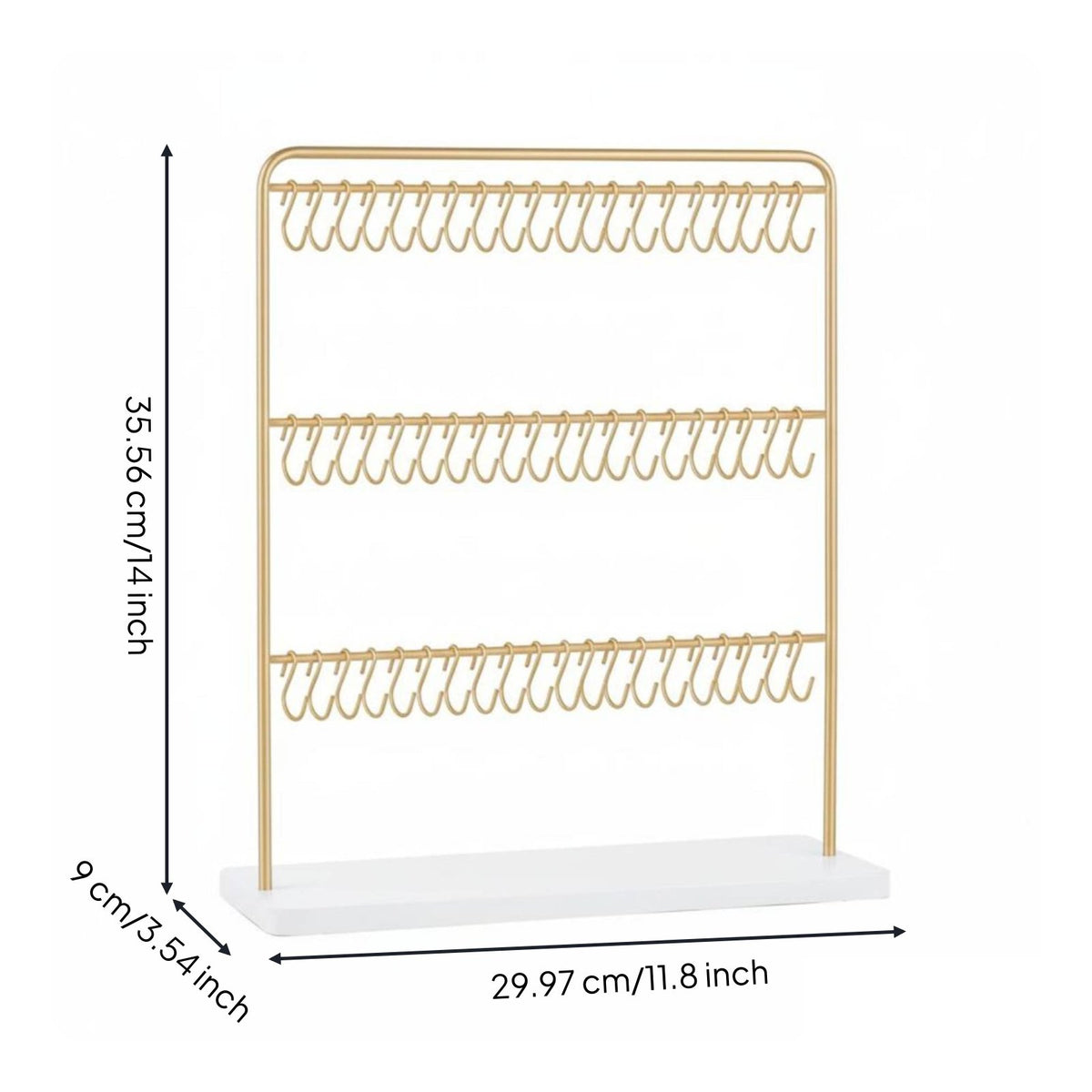 3-Tier Jewelry Display Stand Freestanding 60-Hook Bracelet Holder Untangled Necklace and Earring Display Rack for Retailers, Dresser Top, Boutique