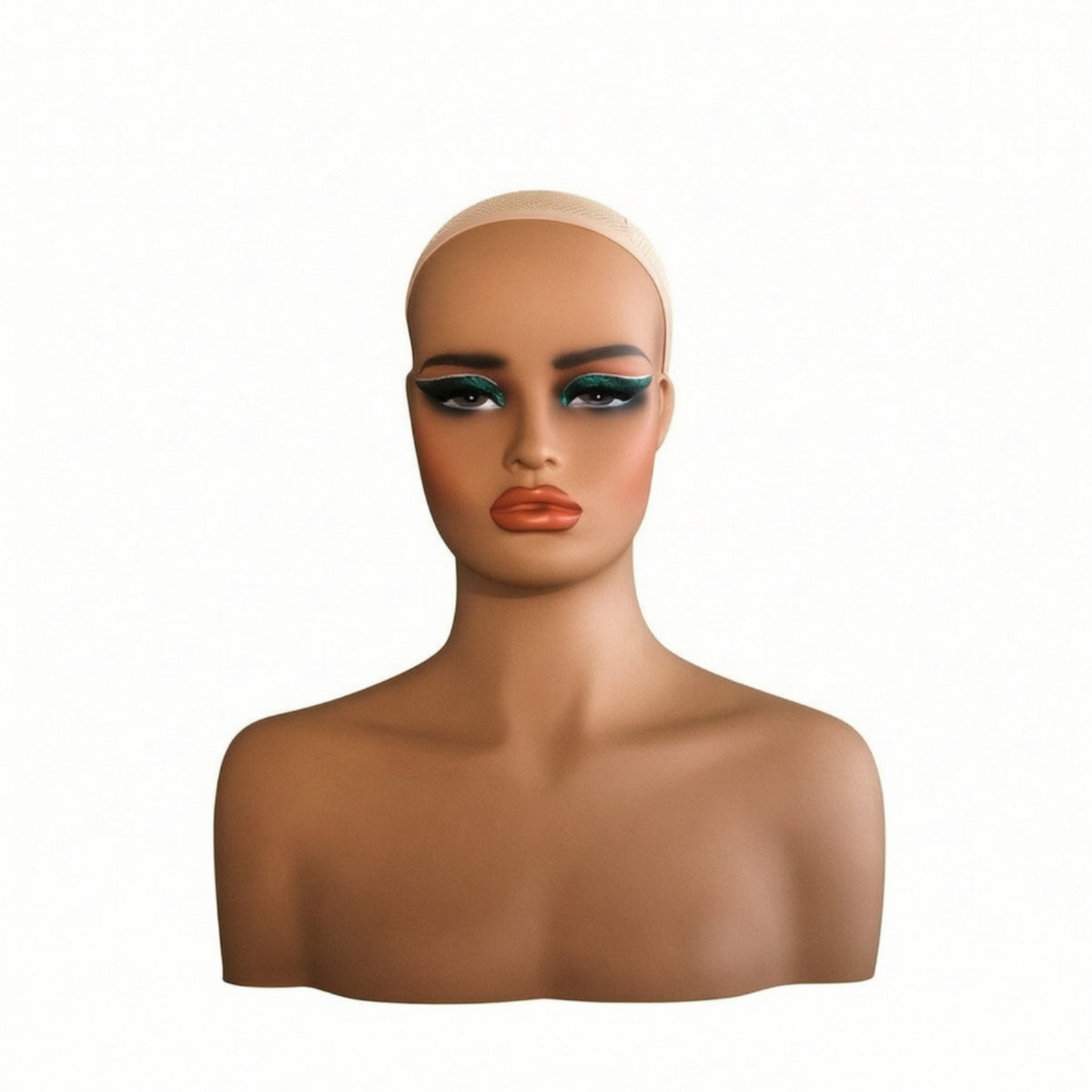 Mannequin Head with Shoulders Skin Tone Female Mannequin Bust Lightweight Hairpiece Display Head for Salon Owners, Jewelers, Hair Salons