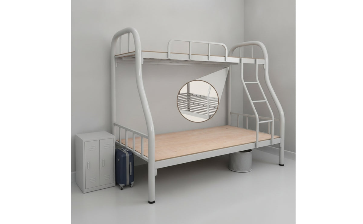 Space-Saving Double Bunk Bed Frame Compact Metal Bunk Bed Heavy Duty Furniture Long-Lasting for Children, Shared Bedroom, Dorm Room