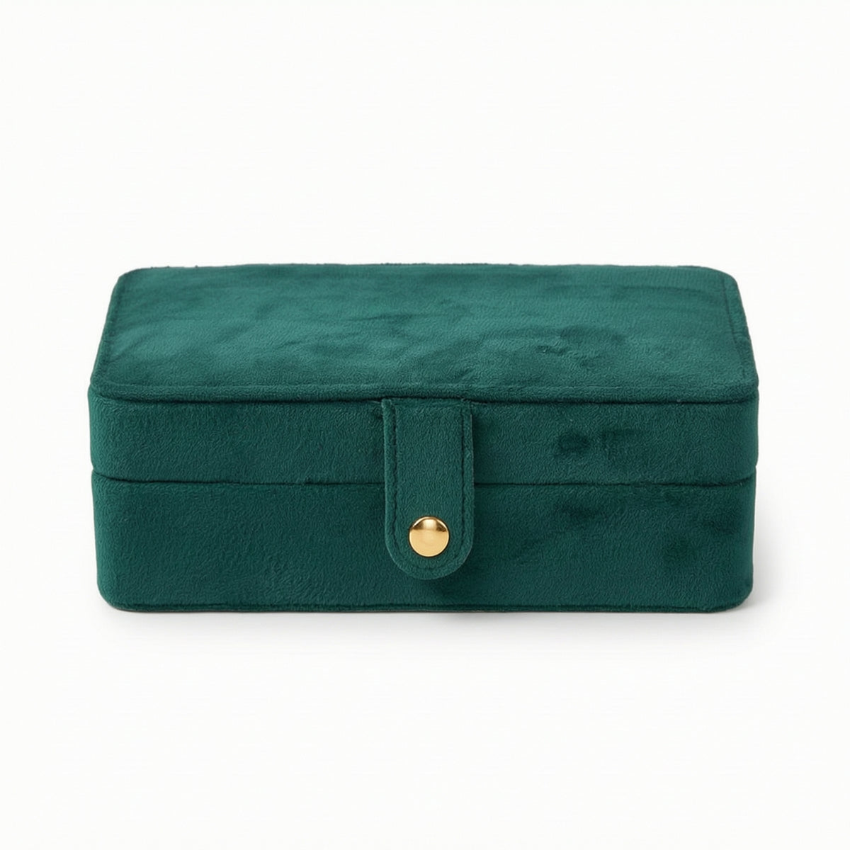 Velvet Jewelry Box Compact Jewelry Box with Snap Button Multi-Compartment