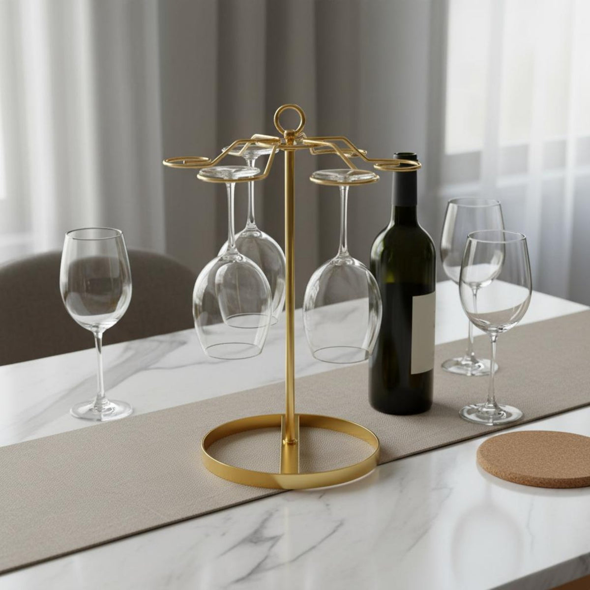 Golden Deer Wine Glass Rack Space Saving Rotating Wine Glass Holder
