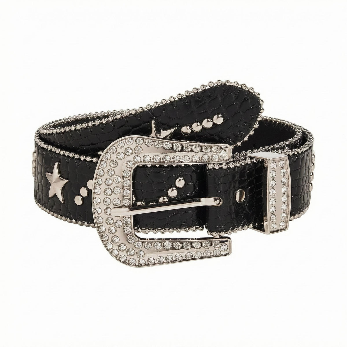 Rhinestone Buckle Belt Star Accents Outfit Item Elegant Look