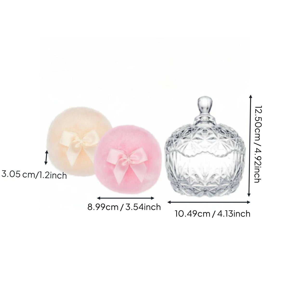 3 Pieces Body Powder Puff and Container Set Reusable Box with Puff