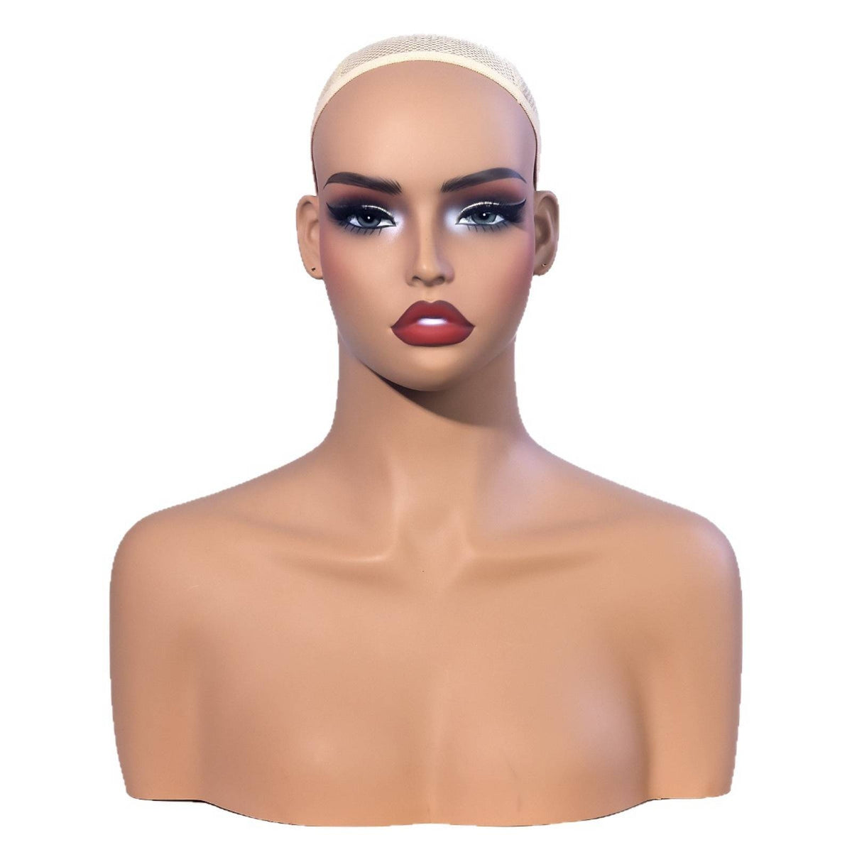 Mannequin Head and Shoulders PVC Female Mannequin Bust Skin-Toned-Toned