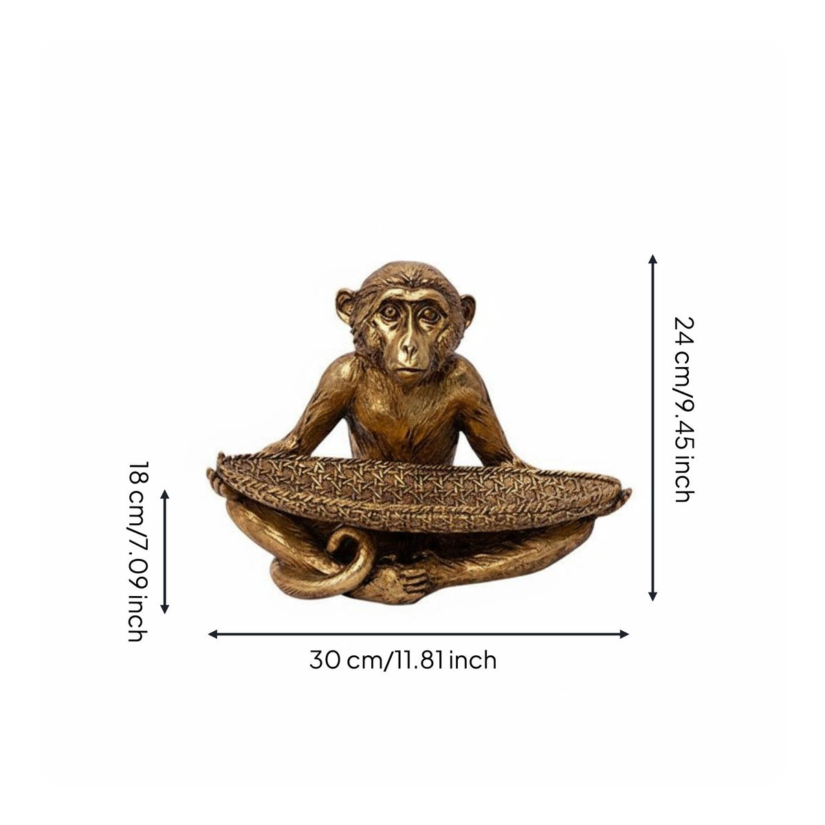 Gold Monkey Ornament Tray Tabletop Decoration Monkey Jewelry Tray