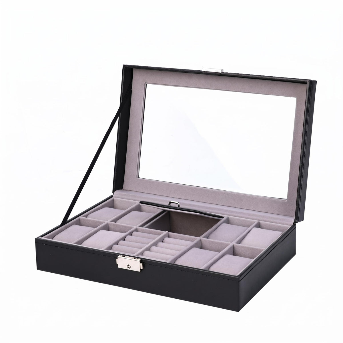 Watch and Jewelry Box Transparent Window Jewelry Watch Box Jewelry Band Slots