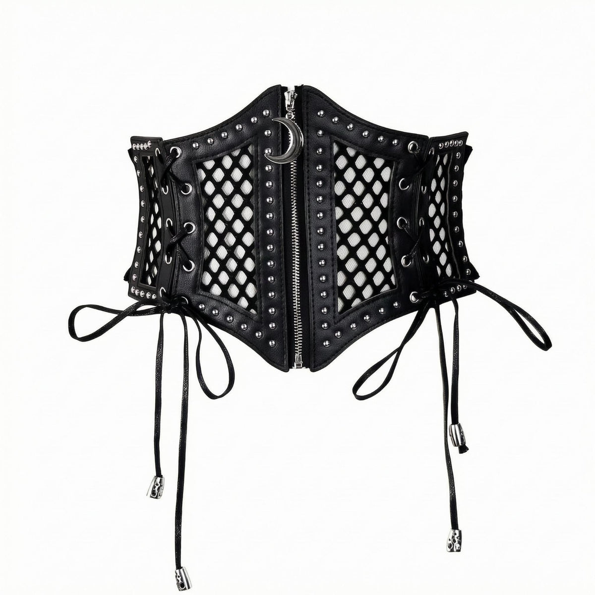 Lace-up Waist Cincher PU Leather Clothing Accessory Zipper Closure