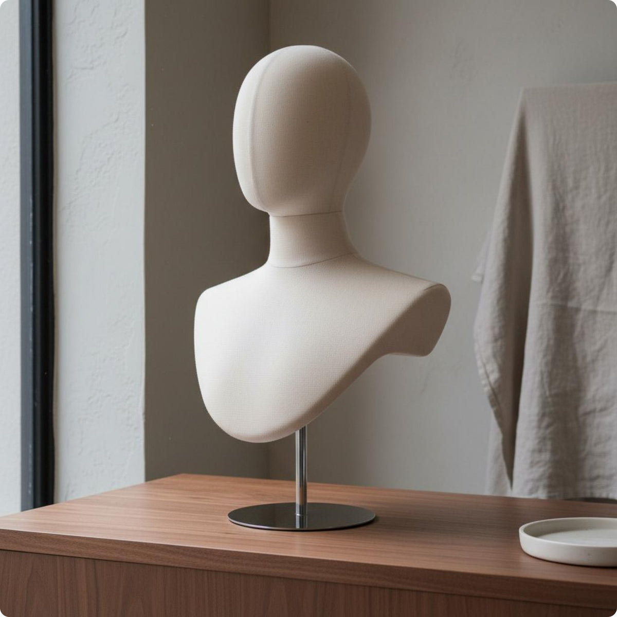 Head and Shoulders Mannequin Adjustable Height Mannequin Head with Shoulders Pin Insertable Hat Bust Stand for Jewelers, Store Window
