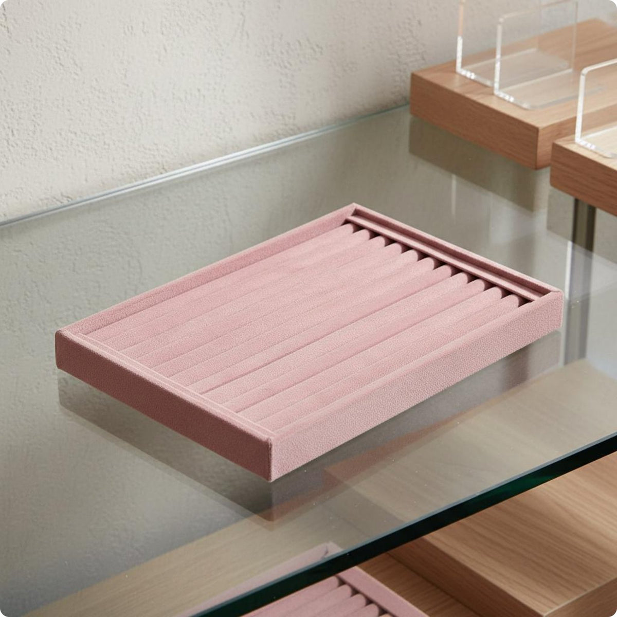 Velvet Band Tray Secure Slots Band Display Tray for Countertop
